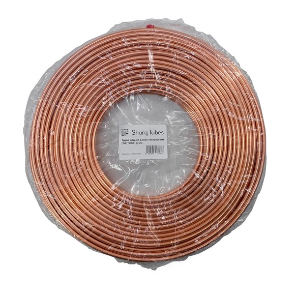Медная труба 1/4 0,76мм Sharq Tubes бухта 50м Гост
