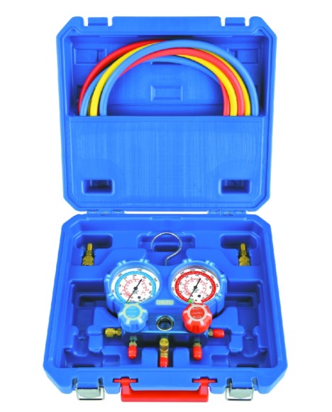 Манометрический коллектор в кейсе DSZH WK-P3603S (68мм,R22,404,134,410) со шлангами