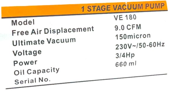 Вакуумный насос VE-180 1-ступенчатый 226 л/мин